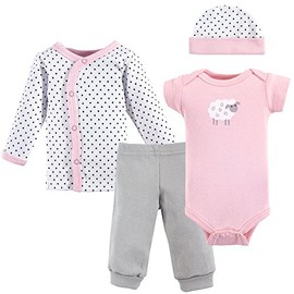 Luvable Friends Baby Girls' Cotton Preemie Layette Set, Pink Sheep