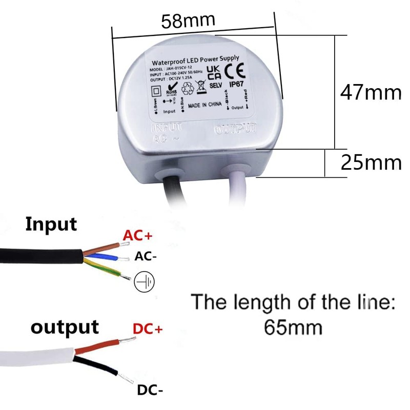 Cheopha 120V to 12V Converter Waterproof 15W LED Transformer 12V
