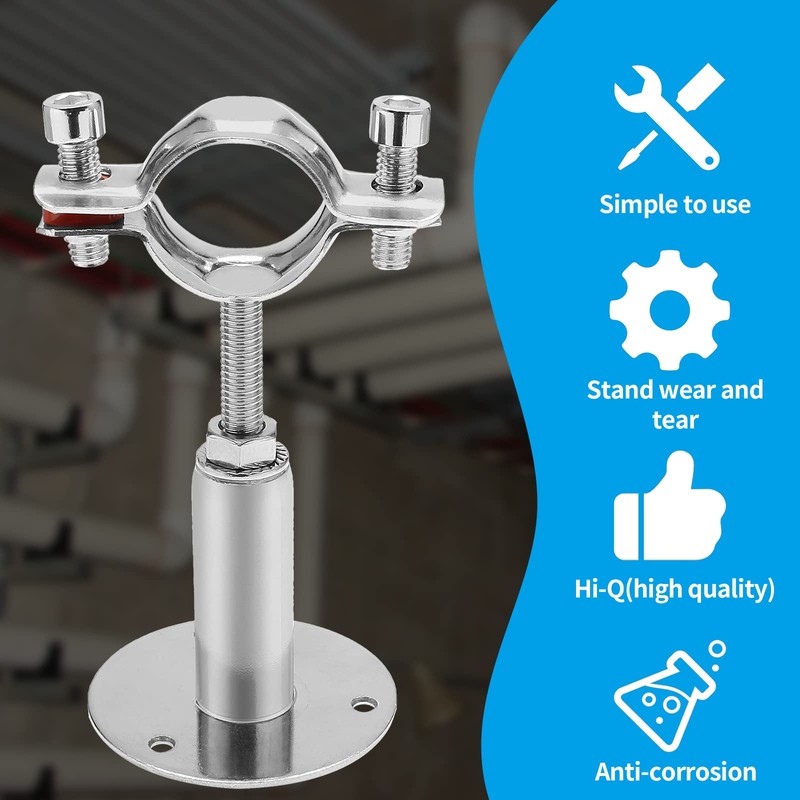 Kyuionty 2 Pcs Wall Mount Ceiling Mount Pipe Support, Stainless