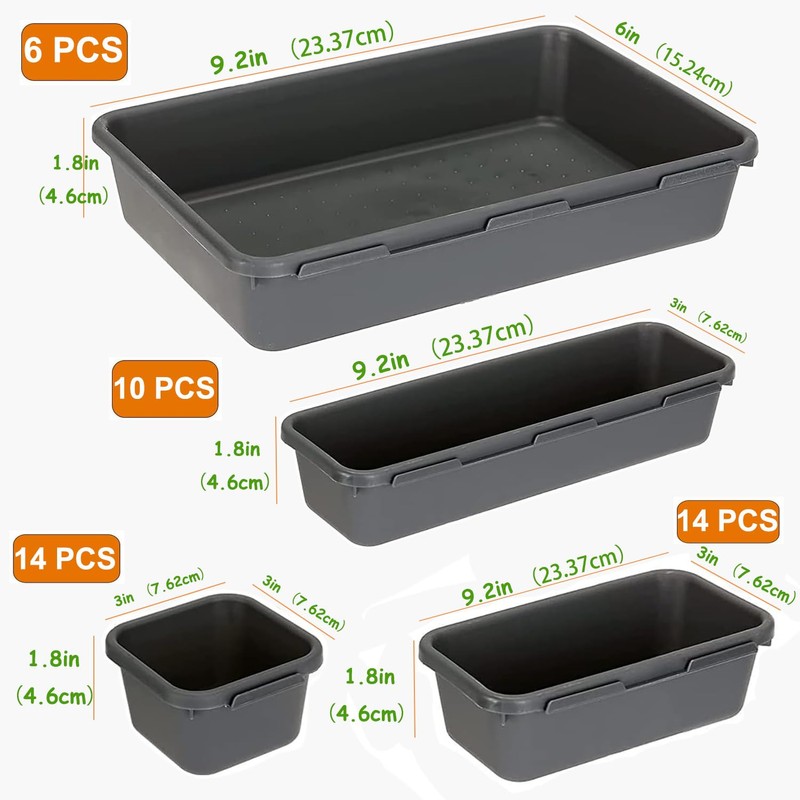 Kutesna 44 PCS Plastic desk drawer organizer set