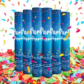 Biodegradable Confetti Cannon 6 Pack Multicolor Confetti Poppers 12Inch Party Poppers Confetti Shooters for Wedding Birthday Graduation Decorations Class of 2024 New Year's Eve and Any Celebrations