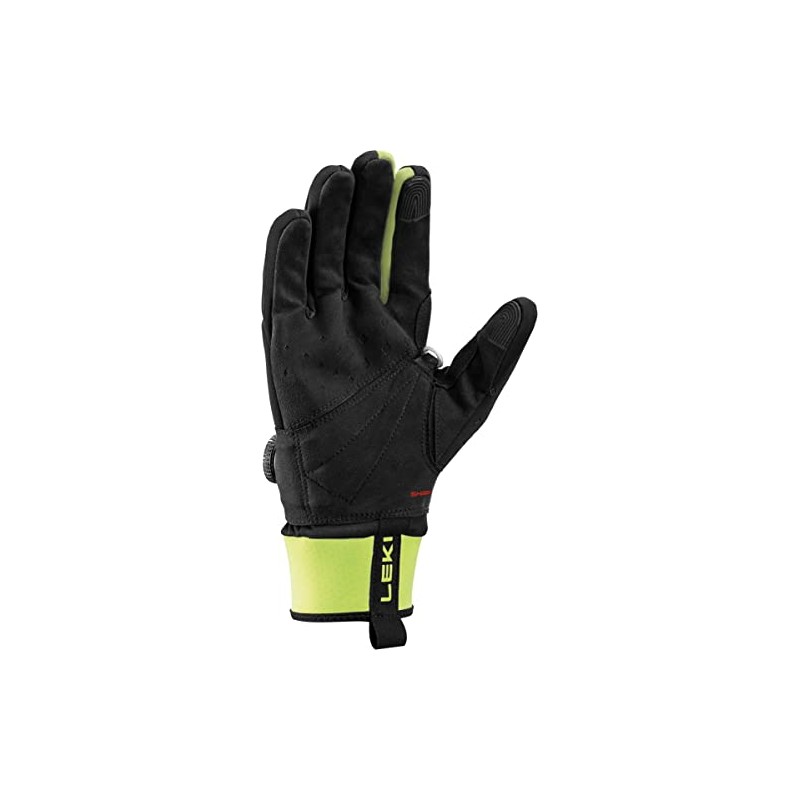 LEKI PRC Boa Shark Gloves, Black/Neon Yellow, EU 7.5