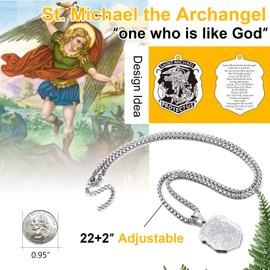 ChainsPro St Michael Pendant with Chain Men Stainless Dog Tags Men Saint Michael Medallion