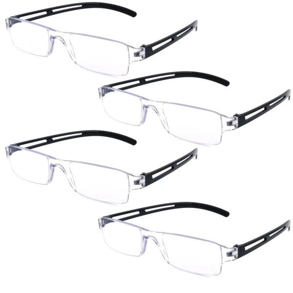 Pack 4 Rimless Reading Glasses,Blue Light Clear Frames Reader Lightweight