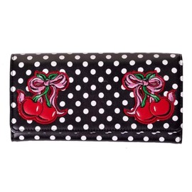 Banned Lucille PU Leather Cherry Embroidery Polka 50s Retro Vintage Purse Wallet