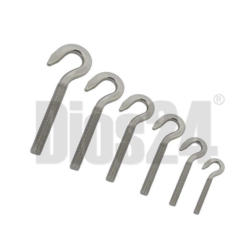 DIOS24 Pack of 10 Hook Screws with Right Thread M6