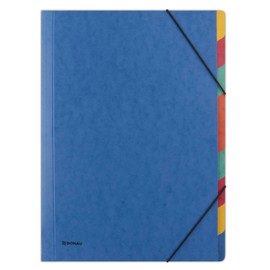 DONAU 8649119-10 Premium Folder with Elastic Band with 9 Dividers / Compartments / A4 Colour: Blue / Made of Pressboard Cardboard 500 gsm / Corner Folder with Rubber / Pack of 1