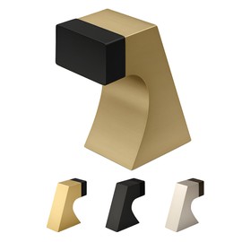 Mega Handles Curved Floor Door Stopper, Quickly Installed Wall Protector, Wall Protectors from Door Knobs, Floor Door Stop with Mounting Hardware Included - Satin Brass - 2.5 Inch