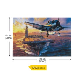 Jigsaw Puzzle 1000 Pieces - Military Warships and Fighter Plane Puzzles for Adults Teens - Relaxing Artwork Landscape Jigsaw Puzzle