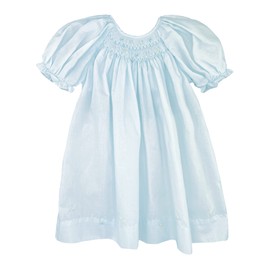 Petit Ami Baby Girls' Daydress with Embroidered Hem, 6 Months, Blue