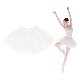 AWAVM Molain Tutu 3 Layers Top Tulle Skirt,Ballet Glitter Gauze Costume,Christmas Parties Ballerina Dance Half Skorts,Stage Performance Ballet Costumes,White Tulle Skirt Vintage Prom Dress-up