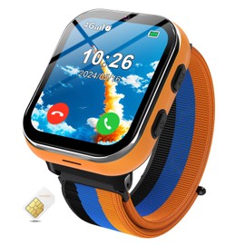 AYATAHA Smart Watch for Kids, 4G Kids Smartwatch Phone Touch Screen, Call SOS Games Pedometer Fitness Alarm Calculator Clock Camera Music Player, Suitable for Children Aged 4-12 Years Old,Orange