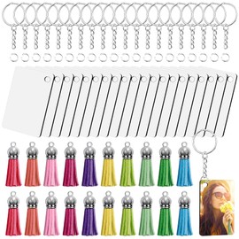 Sublimation Keychain Blanks Rectangle, 80 PCS Sublimation Blanks Products Bulk with Heat Press Transfer Double-Side Printed Keychain Blanks Tassels Key Rings for DIY Office Tag Art Craft Ornament