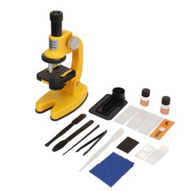 Kids Beginner Microscope Science Kit Portable 200X‑1200X Microscope Kit for Kids Students Home School Laboratory Yellow