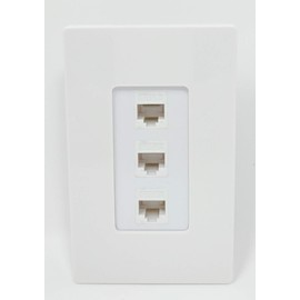 RiteAV Decorative 1 Gang 3 Port Cat6 Wall Plate - White/White Screwless