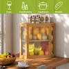 BMOSU Corner Bread Box for Kitchen Countertop Double Layer Bamboo