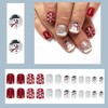 NICENEEDED 24PCS Christmas Press on Nails, White Short Square False