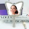 Frinnovan Rhinestone Mirror Handheld Butterfly Shaped Bling Lashes Hand Mirrors