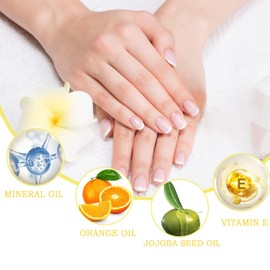 Nail Cuticle Oil 15ml with Organic Vitamin E & B, Cuticle Oil for Nails, Jojoba Nail Cuticle Oil,Nail Oil Soothe Moisturize with Dropper Design for Dry Rough Nail Care Repair (Orange)