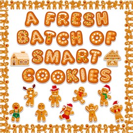 Kepeel Christmas Gingerbread Bulletin Board Classroom Decoration, Gingerbread Man Paper Cutouts Blackboard Border Decor for Winter Holiday Xmas Party School Classroom Home Window Wall Decor Supplies