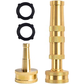 Solid Brass Heavy Duty Adjustable Twist Hose Nozzle, CM CUMIZON Jet Sweeper Nozzle, High Pressure Hose Nozzle Solid Brass,Water Hose Sprayer Nozzle, B