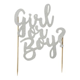 Mason Cash Girl Or Boy Silver Glitter Topper