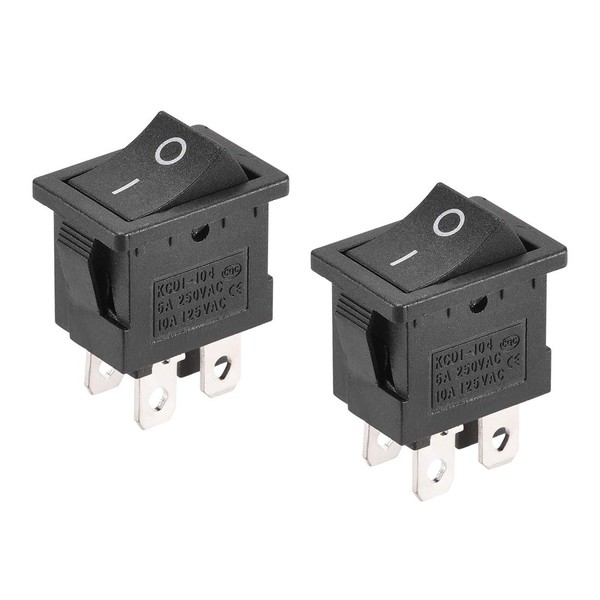 sourcing map Mini 4-Pin Boat Rocker Switch On/Off/On AC 250V/6A