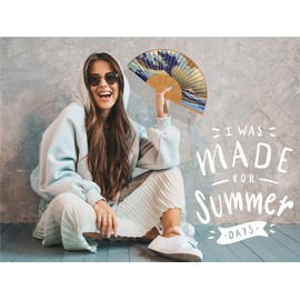 Zolee Small Folding Hand Fan for Women - Chinese Japanese Vintage Bamboo Silk Fans - for Dance, Performance, Decoration, Wedding, Party，Gift (Kanagawa Sea Waves)