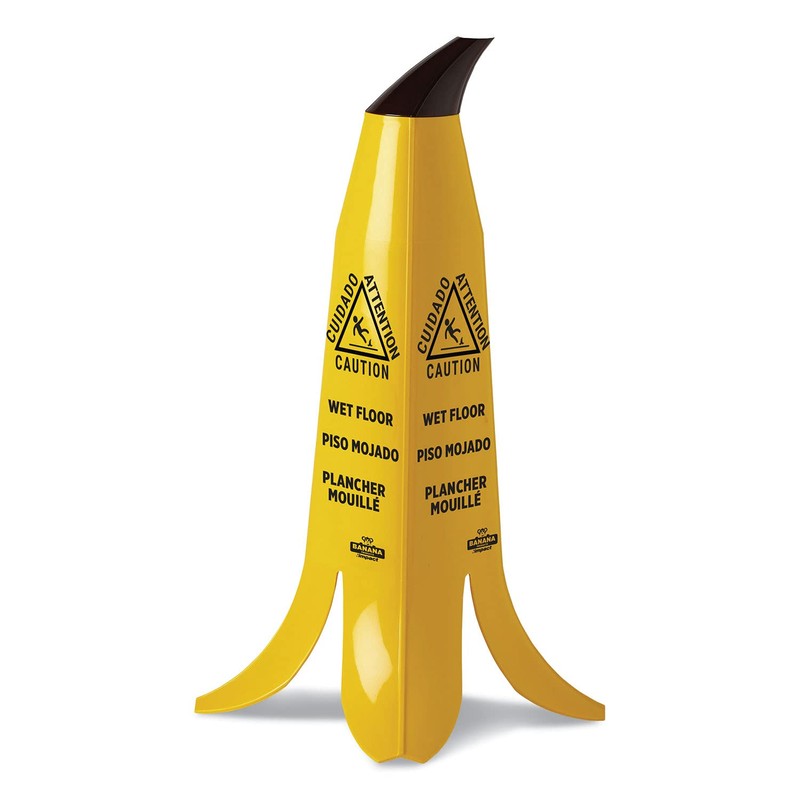 2' Yellow Banana Wet Floor Cone with Brown Stem