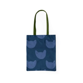 Le Jardin du Lin Printed Shopping Bag with Green Long Handles, Reusable Bag, Foldable, Fabric Bag, Size: 34 x 40 cm