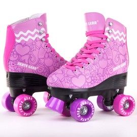 Skate Gear Cute Graphic Quad Roller Skates for Kids and Adults (Graphic Purple, Women's 8 / Men's 7)