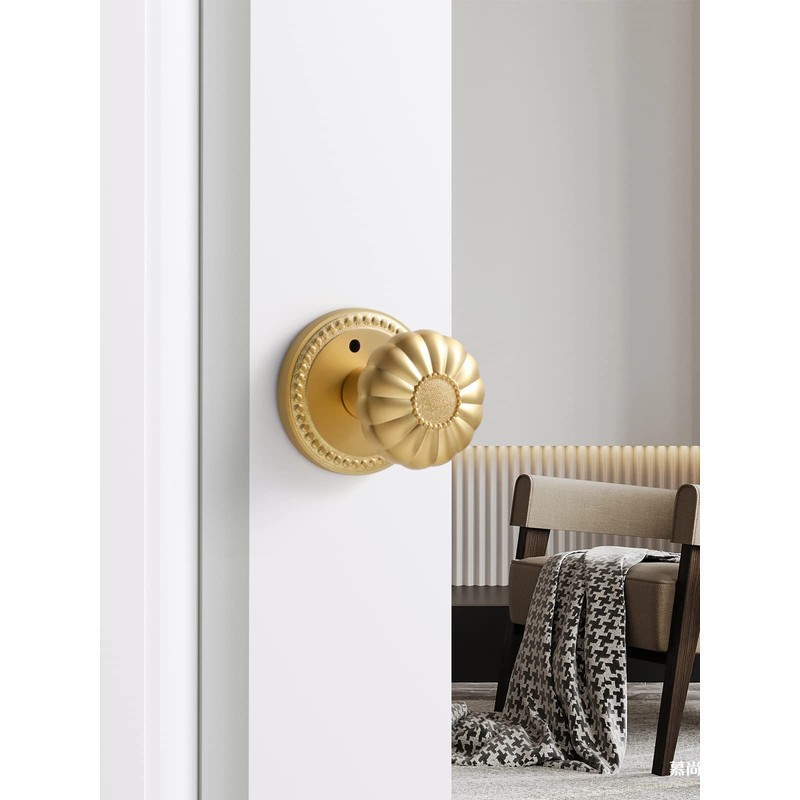 SORWDUERM Gold Door Knobs Privacy Door Knob Satin Brass Door