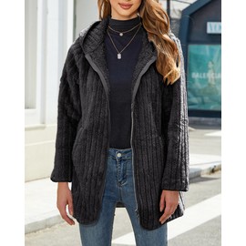 Vipwest Womens Plus Size Fleece Jackets Full Zip Up Hoodies 2025 Cozy Over Size Sherpa Shaggy Coats for Curvy Women (Dark Grey, 3X-Large)