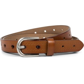 styleBREAKER 03010110 Women's Leather Belt Plain Colours with Aztec Prongs Embossing and Embossed Spike Can Be Shortened, Cognac