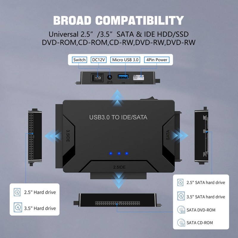 MaxRenard Hard Drive Reader USB 3.0 to SATA/IDE Adapter |