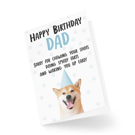 Funny Birthday Cards for Dad from The Dog | Pet Lover Greeting Cards On His Birthday | Sorry for Farting Waking Early Chewing Shoes - CBH243
