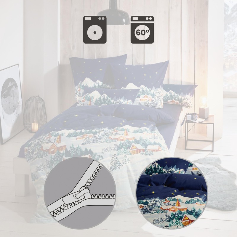 Erwin Müller Flannelette Bed Linen Blue Size 200 x 220