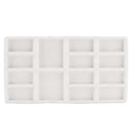 White Plastic Paint Palettes 14 Wells Rectangle Watercolor Palette Tray for Party, DIY Craft and Art Painting