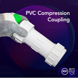 Midline Valve 582DD114 PVC Compression Coupling Pipe Fitting; 1-1/4 in.; White Plastic