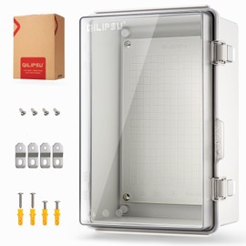 QILIPSU UL94-V0 Outdoor WiFi Enclosure Waterproof Router Junction Box, 11.4"x7.5"x5.5" Pro IP67 Electrical Network Enclosure, Clear Hinged Door Weatherproof for Solar Projects