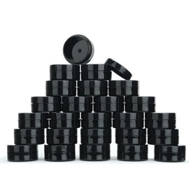 COSIDEA 25pcs empty 10g Black round small plastic cosmetic jar pot containers for makeup lip balm powder sample wholesale bulk 0.33 OZ cream jars with lids travel container bottles packing