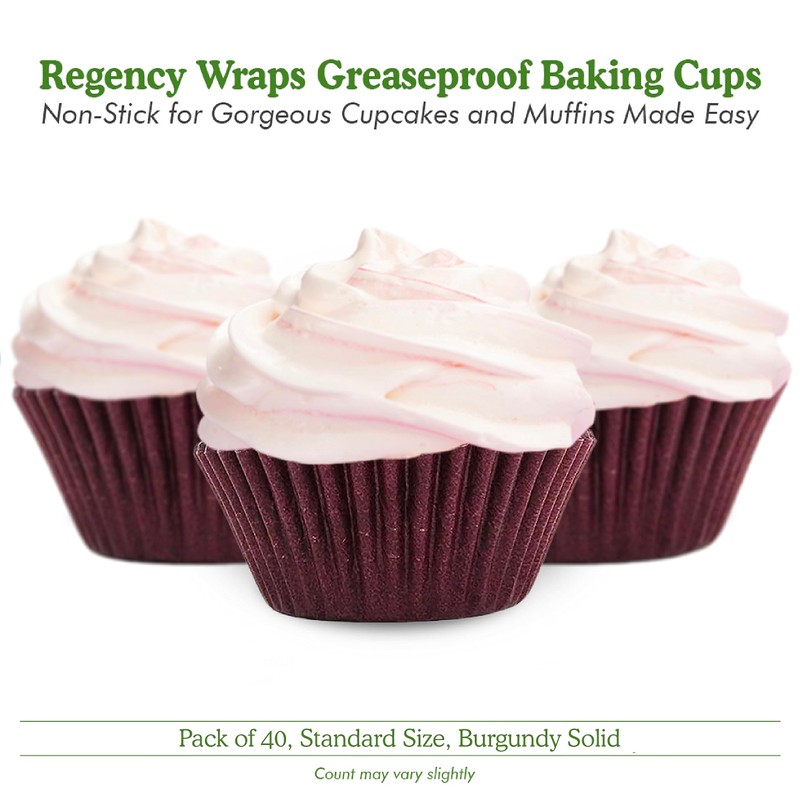 Regency Wraps Greaseproof Professional Grade Baking Cups, Pack of 40,