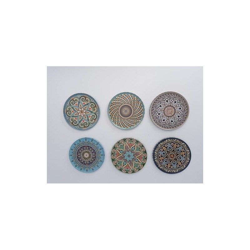 Decorative Drink Coasters with Turkish and Moroccan Designs, 9 cm,
