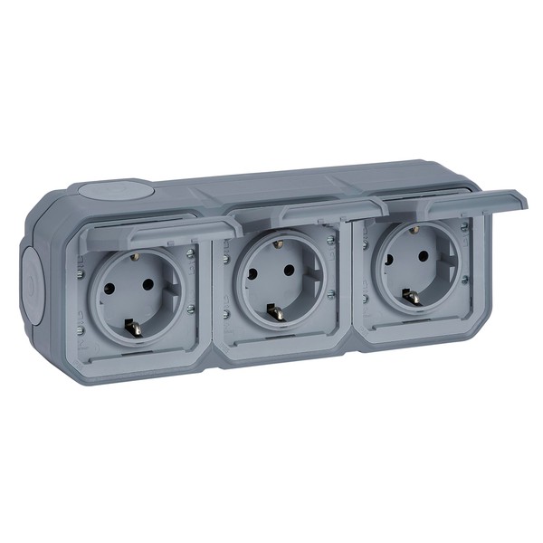 LEGRAND, Plexo 069743L Wet Room Socket, 3-Way, Schuko Standard, with