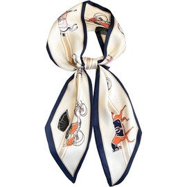 FonVan Silk Scarf, Silk Hair Scarf for Women, Bandana, Satin Scarf, Headscarf, Breathable Neckerchief for Handbags, Accessories, Handbag Accessories, Silk Scarves Scarf, White Horse