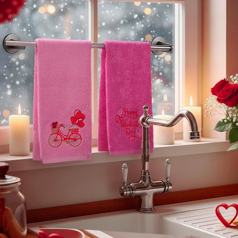 SmoothNovelty 2 Pcs Valentines Hand Towels for Bathroom 29.5 x