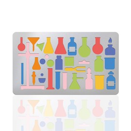 UNICRAFTALE Wood Burning Metal Stencils Chemistry Stainless Steel Reusable Templates Measuring Cup Drawing Mixed Shapes Template for DIY Scrapbooking Photo Album