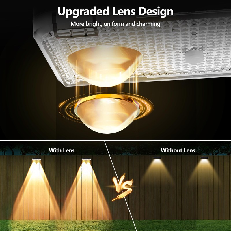 Brizled 12 Pack Solar Fence Lights Outdoor, 300/4000/6000K 3 Modes