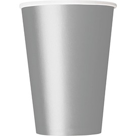Silver Solid Paper Cups - 12 oz (Pack Of 10) - Disposable Drinkware - Perfect For Parties, Events & Gatherings