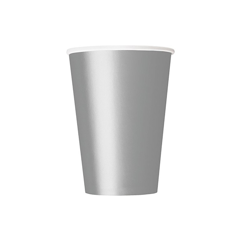 Silver Solid Paper Cups - 12 oz (Pack Of 10)